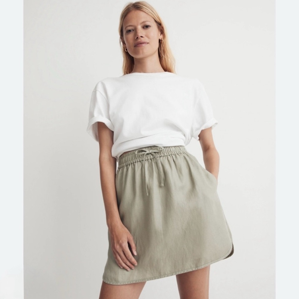 Madewell Linen Blend Curved Hem Skirt size Small